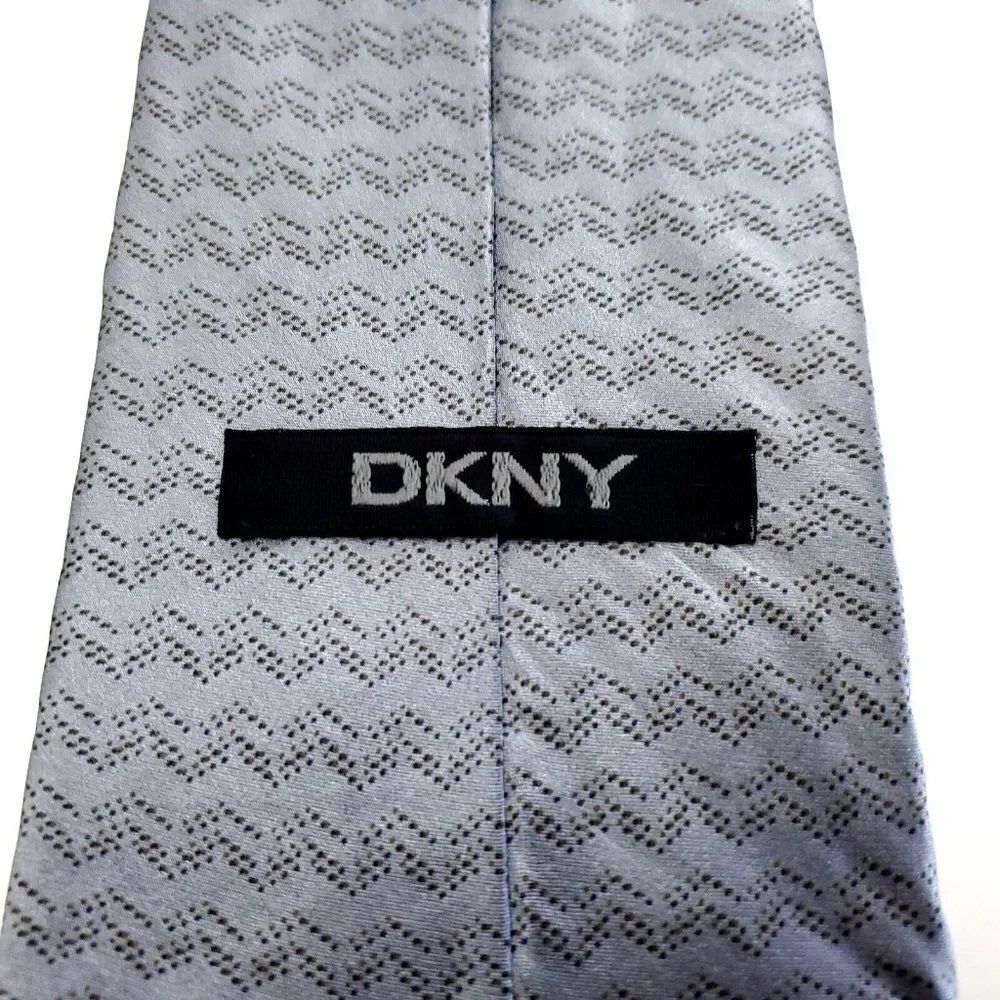 DKNY Gray Abstract‎ Print Wide Silk Tie